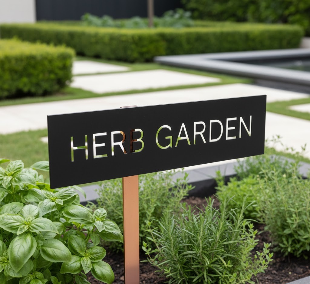 Metal garden sign example