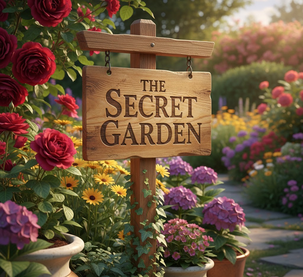 Wooden garden sign example